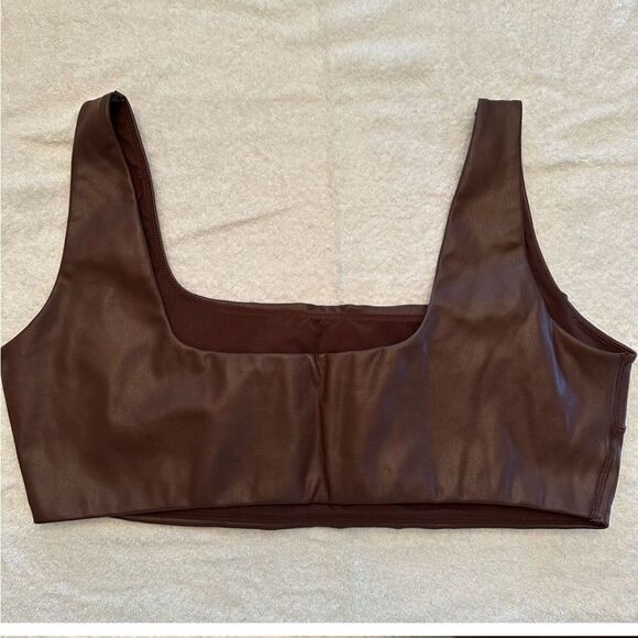 Skims Faux Leather Stretch Bralette‎ in Cocoa Size 4 X - Picture 5 of 12